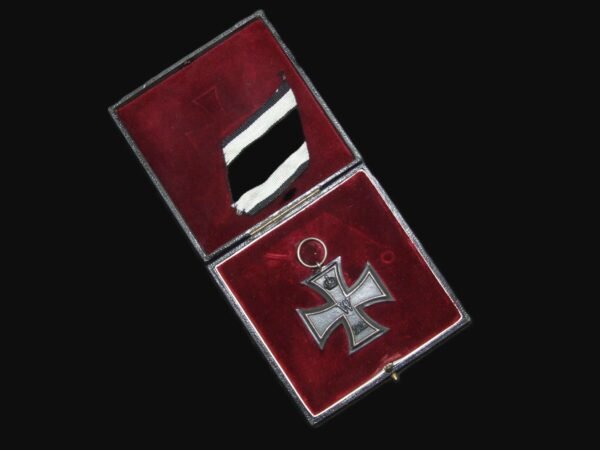 1914 Iron Cross Second Class by Klein und Quenzer with Austrian Trifold ribbon + Case in Gallantry & honours