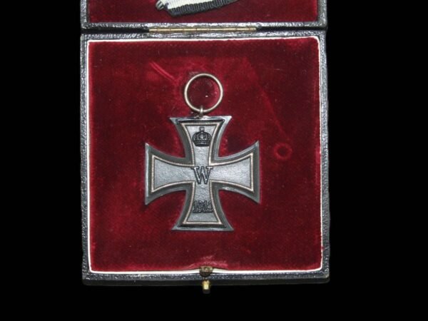 1914 Iron Cross Second Class by Klein und Quenzer with Austrian Trifold ribbon + Case in Gallantry & honours