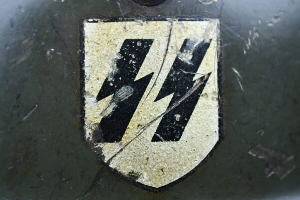 M35 Waffen-SS reissued double decal steel helmet Q62 ex-double runic - Image 5
