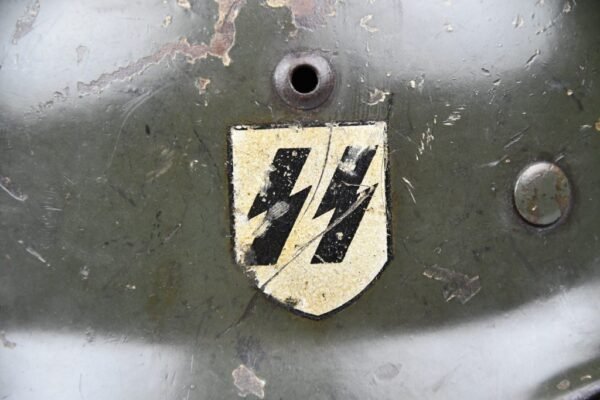 M35 Waffen-SS reissued double decal steel helmet Q62 ex-double runic - Image 23