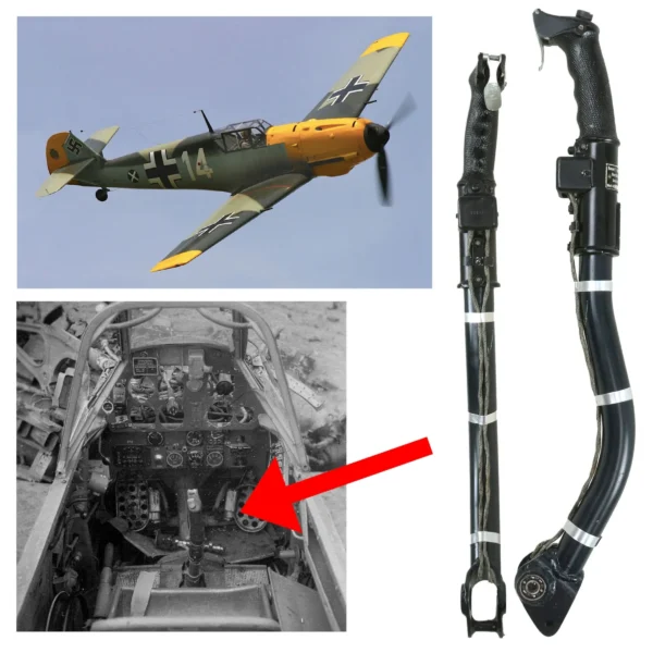 Original German WWII Luftwaffe Messerschmitt Bf 109 KG12 A Control Stick & Aluminum Shaft For The ME-109
