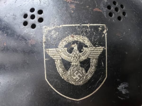 Original German WWII M34 Fire/Police Helmet - Image 4