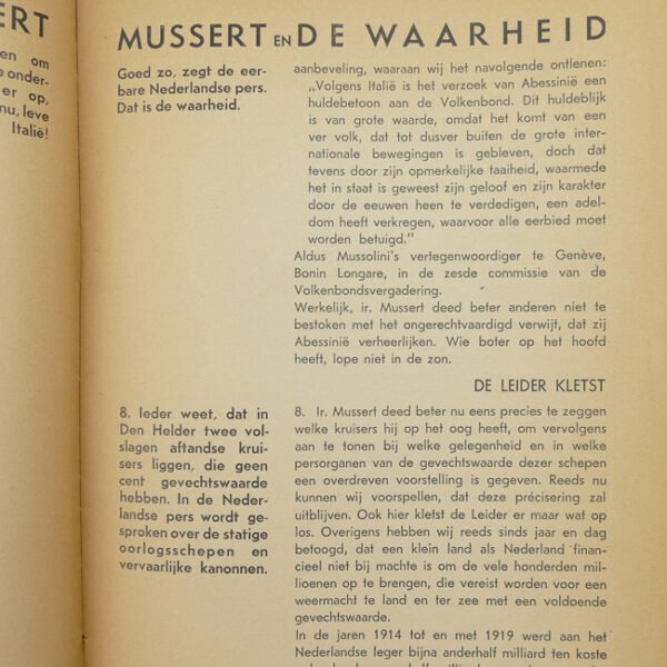 Anti-NSB 'Mussert's Veertien Punten Program' Booklet