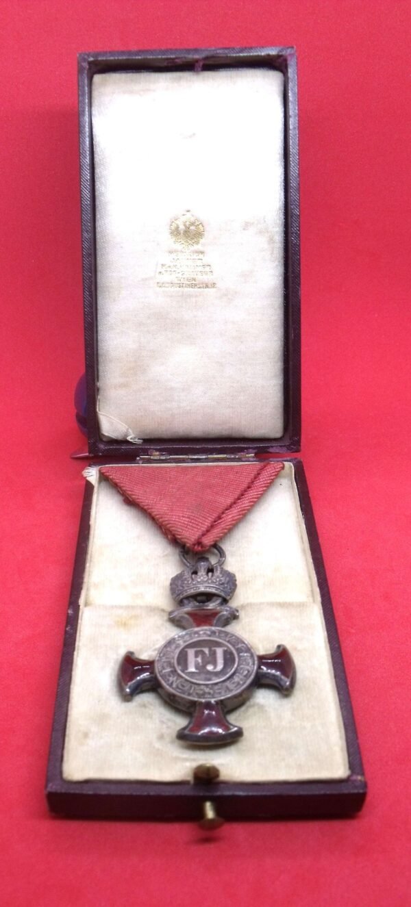 Austria - Imperial Franz Joseph Order Silver Cross of Merit with crown Cased in Gallantry & honours