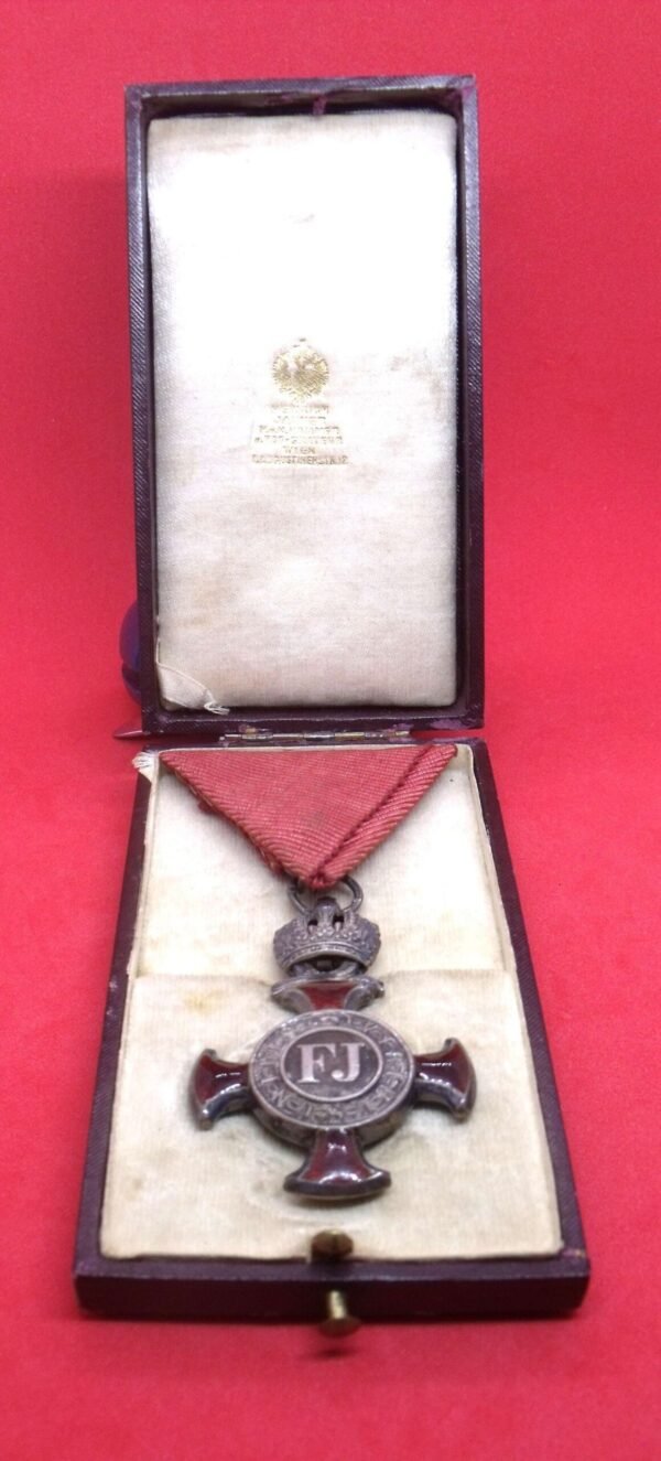 Austria - Imperial Franz Joseph Order Silver Cross of Merit with crown Cased in Gallantry & honours