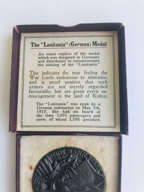 Boxed Lusitania medal in Casuality