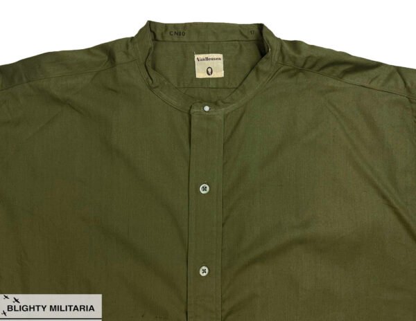 Deadstock Original 1950s British Army Officer's Poplin Cotton Collarless Shirt - Size 17 in Shirts