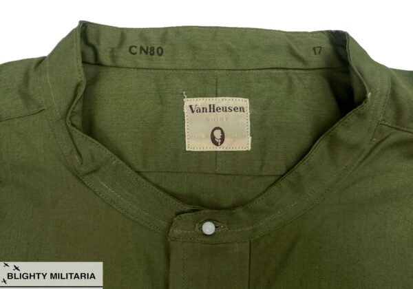 Deadstock Original 1950s British Army Officer's Poplin Cotton Collarless Shirt - Size 17 in Shirts