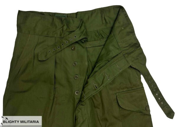 Deadstock Original 1954 Dated British Army 1950 Pattern Jungle Green Trousers - Size 7 in Trousers & shorts