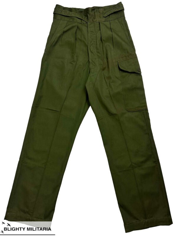 Deadstock Original 1954 Dated British Army 1950 Pattern Jungle Green Trousers - Size 7 in Trousers & shorts
