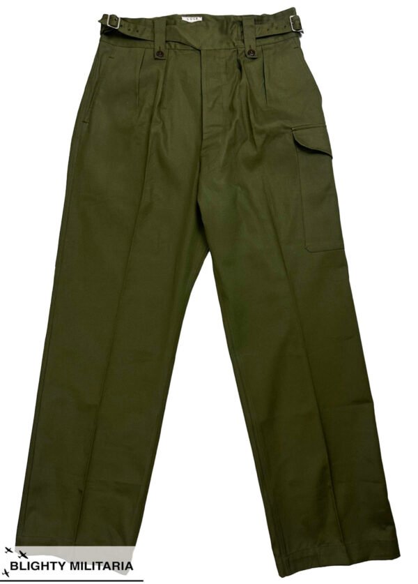 Deadstock Original 1966 Dated Australian 1950 Pattern Jungle Green Trousers - Size 38x34 in Trousers & shorts