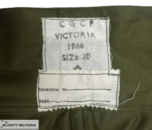 Deadstock Original 1966 Dated Australian 1950 Pattern Jungle Green Trousers - Size 38x34 in Trousers & shorts