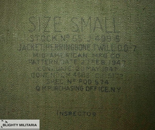 Deadstock Original M1947 HBT Fatigue Jacket - Size Small in General jackets & coats
