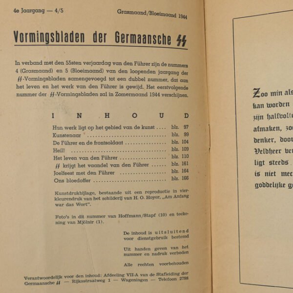 Dutch SS 'Adolf Hitler Führer aller Germanen' Booklet