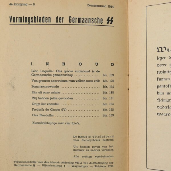 Dutch SS 'Vormingsbladen' Number 6 - 1944