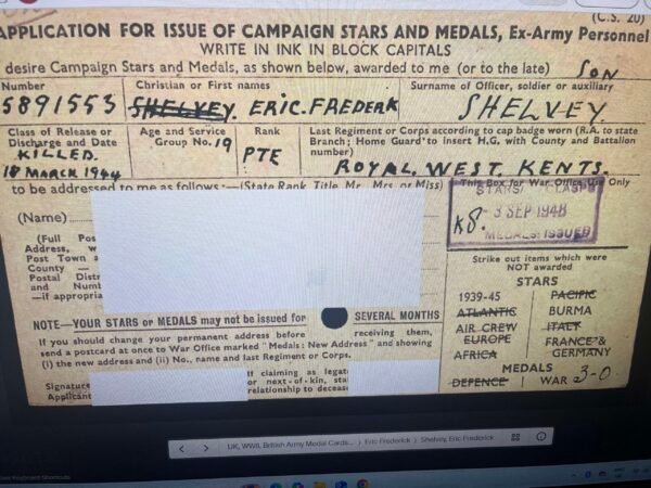 Father & Son group. Father present at Jutland, son KIA Battle of Imphal 1944. 4Bn RW Kents in Groups