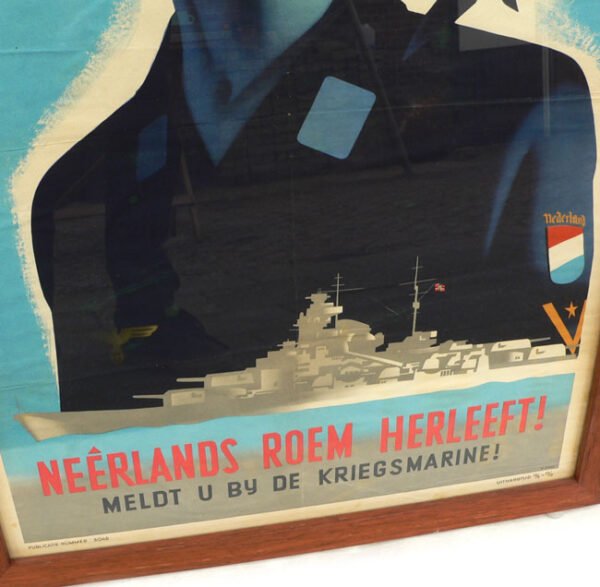 Framed Dutch 'Kriegsmarine' recruitment poster