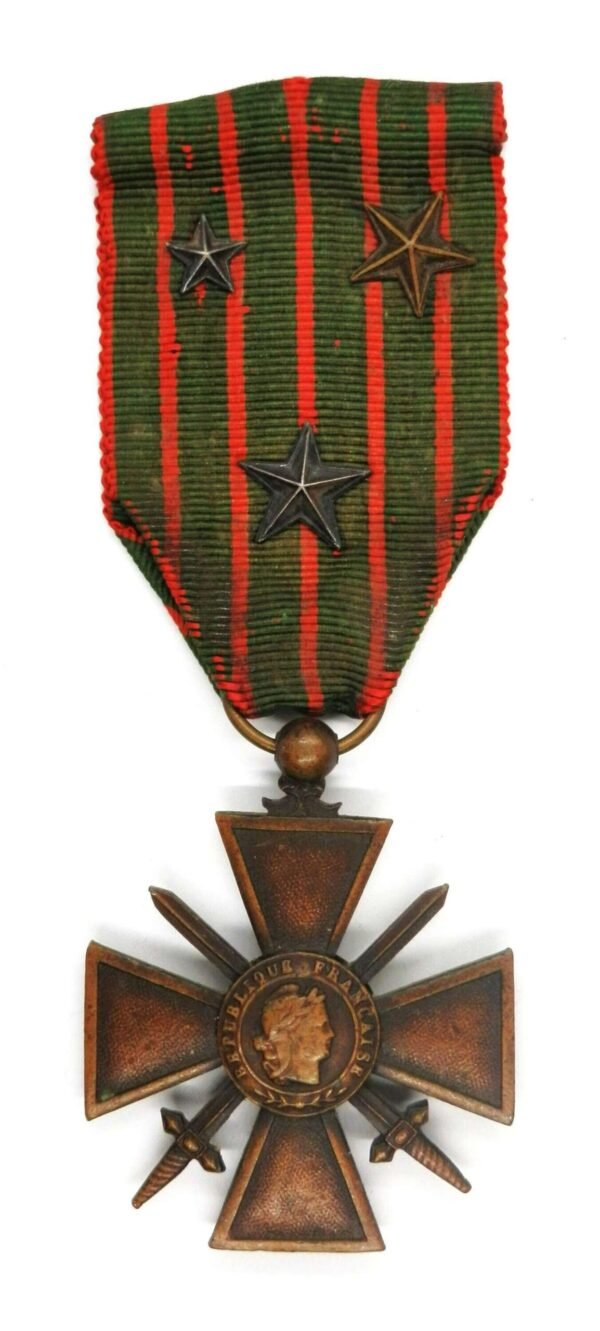 French Croix de Guerre 1914-1917 issue. with Three Bronze Stars. in Gallantry & honours