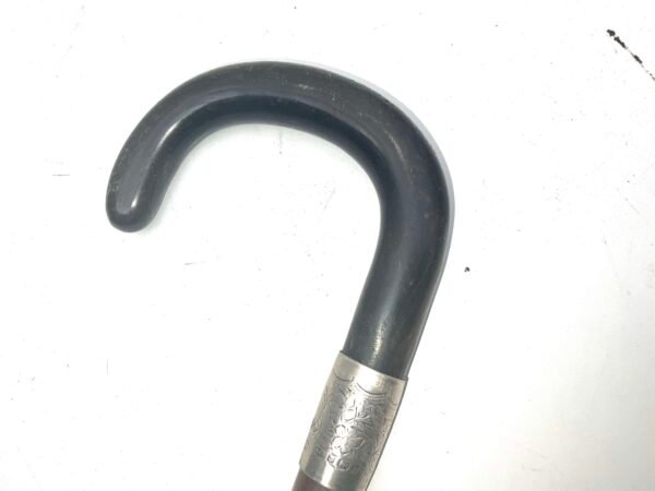 Gentleman’s walking stick sword stick with horn handle & silver collar in Swagger & walking sticks