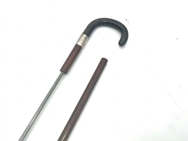 Gentleman’s walking stick sword stick with horn handle & silver collar in Swagger & walking sticks