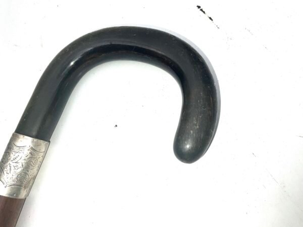 Gentleman’s walking stick sword stick with horn handle & silver collar in Swagger & walking sticks