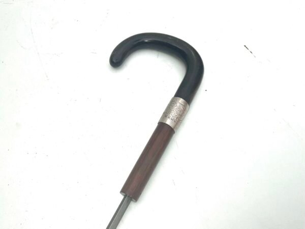 Gentleman’s walking stick sword stick with horn handle & silver collar in Swagger & walking sticks