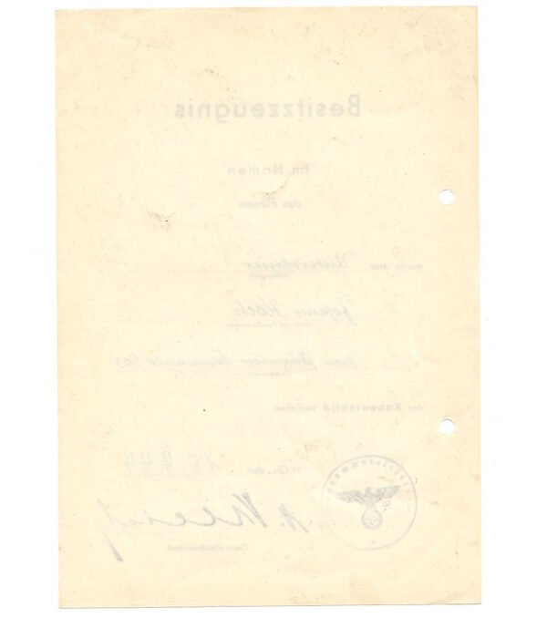 'Kubanschild' Award-Document