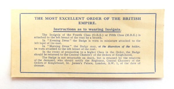 Most Excellent Order of the British Empire (Civil) 2nd Type. in Gallantry & honours