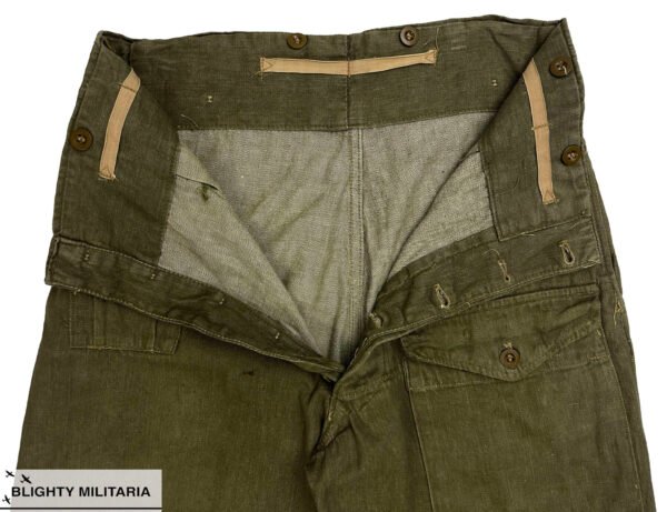 Original 1944 Dated British Army Denim Battledress Trousers - Size 6 in Trousers & shorts