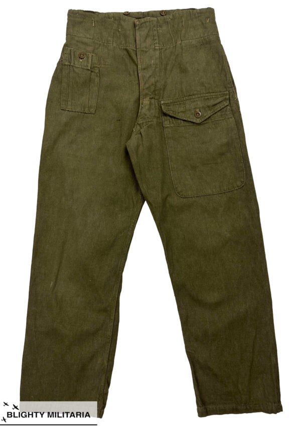 Original 1944 Dated British Army Denim Battledress Trousers - Size 6 in Trousers & shorts