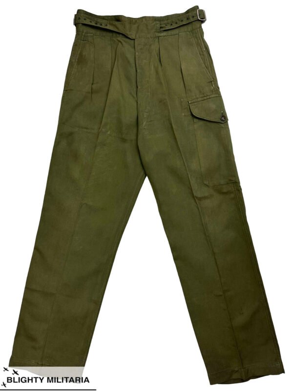 Original 1950s British Army 1950 Pattern Jungle Green Trousers - Size 8 34x32 in Trousers & shorts