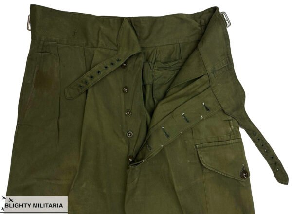 Original 1950s British Army 1950 Pattern Jungle Green Trousers - Size 8 34x32 in Trousers & shorts
