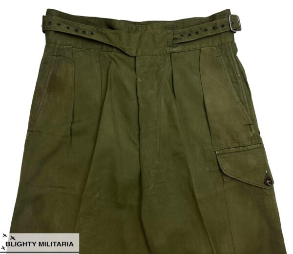 Original 1950s British Army 1950 Pattern Jungle Green Trousers - Size 8 34x32 in Trousers & shorts