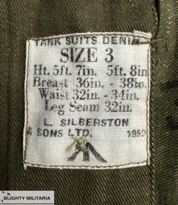 Original 1952 Dated British Army Denim Tank Suit - Size 3 in Overalls