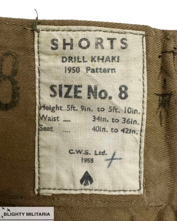 Original 1955 Dated 1950 Pattern Khaki Drill Shorts - Size 8 in Trousers & shorts
