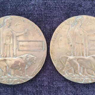 Pair Of WW1 Death Plaques to Brothers, Middlesex Regiment in Tribute & commemorative medals