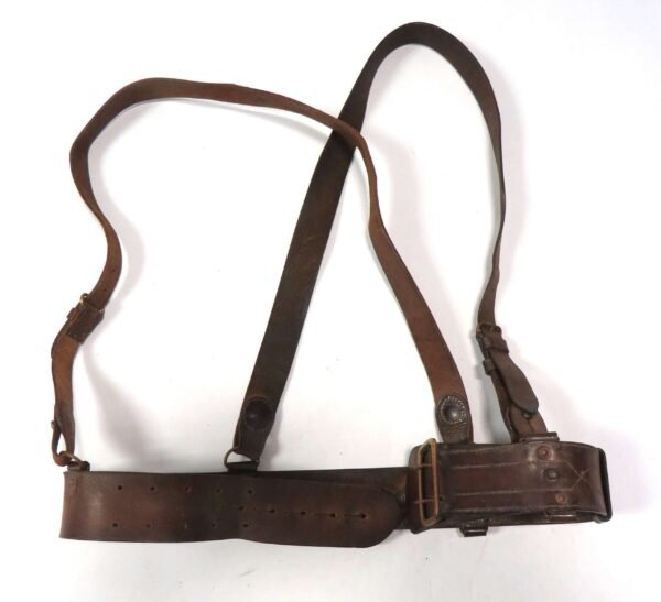 Rare WW1 Dated 1917 Officers Sam Browne Belt and Double Shoulder Strap Set in Belts