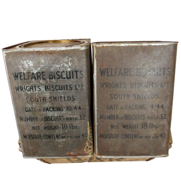 Set of British Welfare Biscuits Tins in Crate