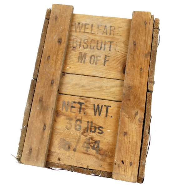 Set of British Welfare Biscuits Tins in Crate