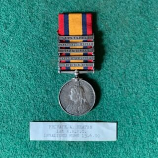SINGLE QSA MEDAL NAMED TO 343 PTE A HEATON KINGS ROYAL RIFLE CORP. FIVE BARS in Singles