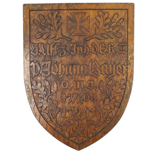 Wehrmacht Wooden Grave Marker to NCO 'Johann Bayer'