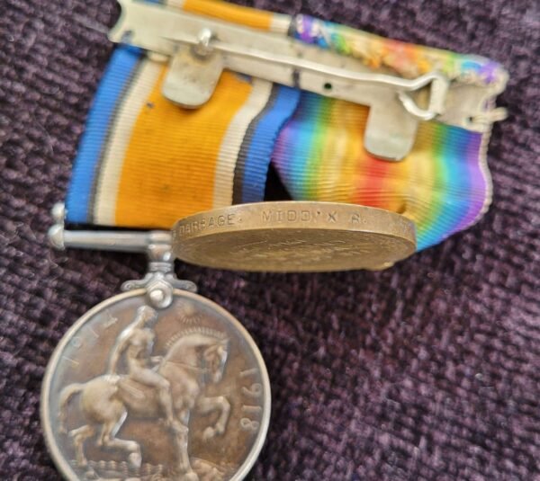 WW1 Pair Middlesex Regiment Casualty in Casuality