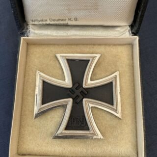 WW2 GERMAN CASED IRON CROSS 1st CLASS WITH MAKER STAMP AND MATCHING NAMED MAKER BOX OF ISS in Gallantry & honours