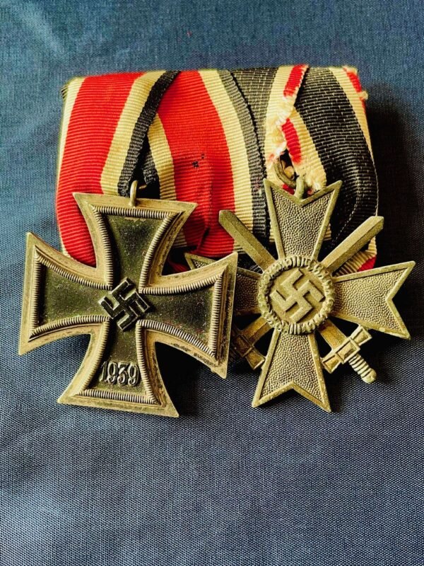 WW2 GERMAN THIRD REICH MEDAL SET IRON CROSS 2nd CLASS AND WAR MERIT CROSS WITH SWORDS WITH in Gallantry & honours
