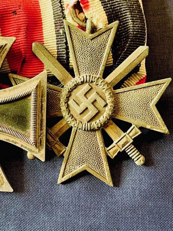 WW2 GERMAN THIRD REICH MEDAL SET IRON CROSS 2nd CLASS AND WAR MERIT CROSS WITH SWORDS WITH in Gallantry & honours