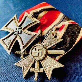 WW2 GERMAN THIRD REICH MEDAL SET IRON CROSS 2nd CLASS AND WAR MERIT CROSS WITH SWORDS WITH in Gallantry & honours
