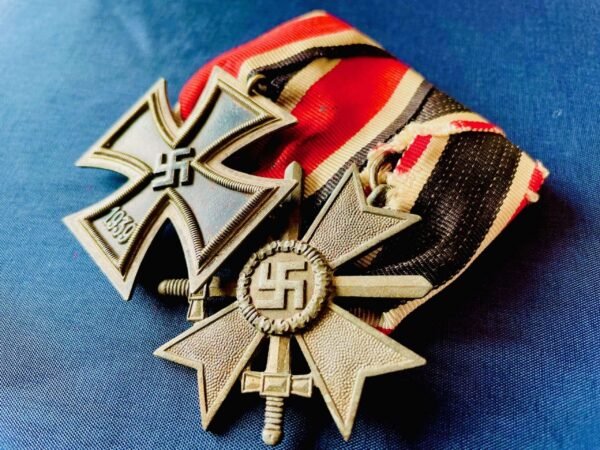 WW2 GERMAN THIRD REICH MEDAL SET IRON CROSS 2nd CLASS AND WAR MERIT CROSS WITH SWORDS WITH in Gallantry & honours