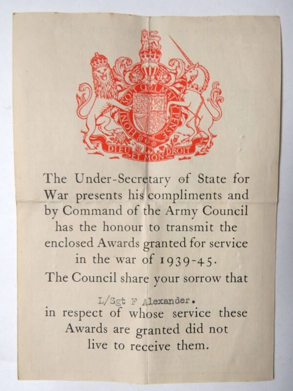 WW2 Royal Artillery Tripoli 1942 Casualty Medal Group . in Groups