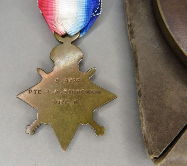 WWI British Death Plaque & 1914-15 Star to TIBBENHAM, Suffolk Reg. in Casuality