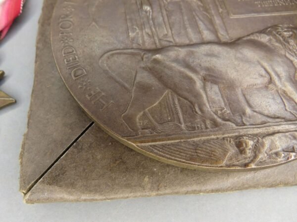 WWI British Death Plaque & 1914-15 Star to TIBBENHAM, Suffolk Reg. in Casuality